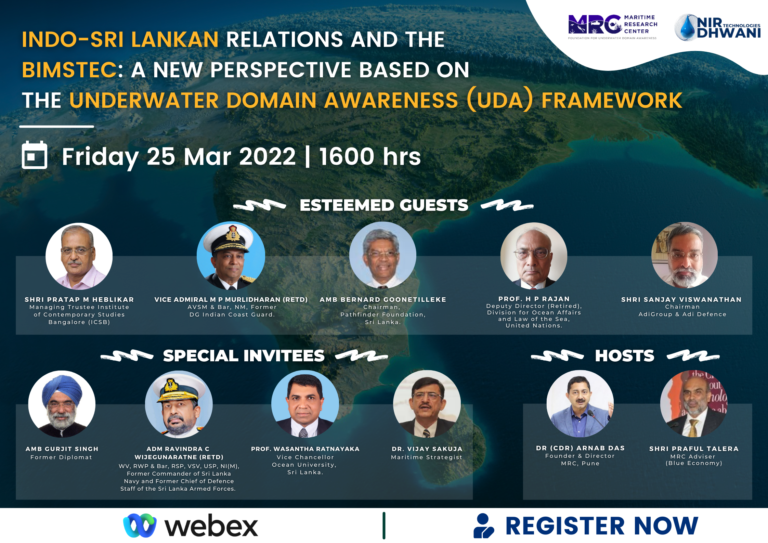 Webinar on Indo-Sri Lankan Relations and the BIMSTEC: A New Perspective based on the Underwater Domain Awareness (UDA) Framework - 25th March 202 |16:00 IST2