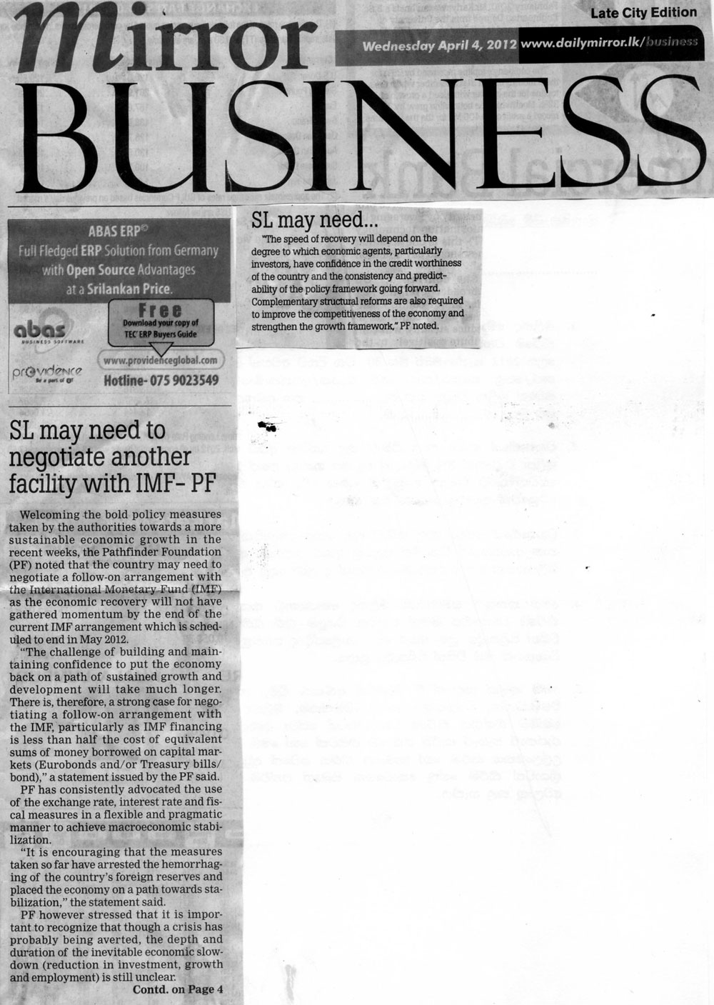 Daily Mirror Business 040412
